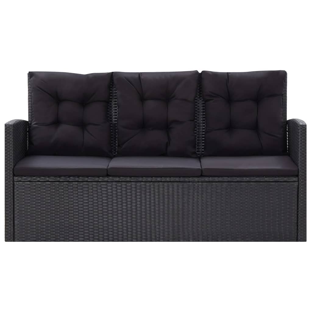 VidaXL 6-delige Loungeset met kussens poly rattan zwart