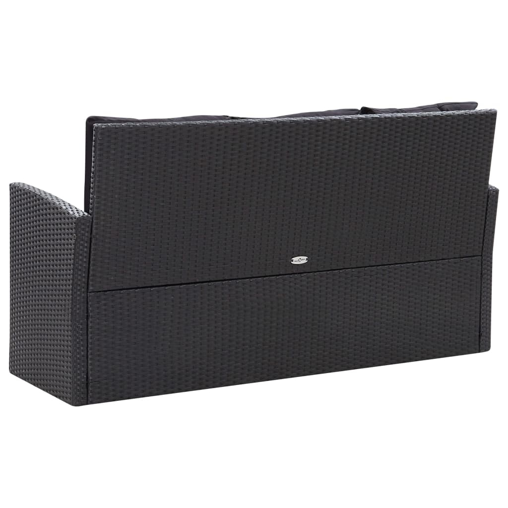 VidaXL 6-delige Loungeset met kussens poly rattan zwart