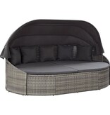 VidaXL Loungebed met luifel poly rattan grijs