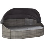 VidaXL Loungebed met luifel poly rattan grijs