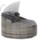 VidaXL Loungebed met luifel poly rattan grijs