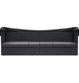 VidaXL Loungebank met luifel poly rattan zwart
