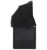 VidaXL Loungebank met luifel poly rattan zwart