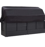 VidaXL Loungebank met luifel poly rattan zwart