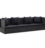 VidaXL Tuinbed met kussens poly rattan zwart