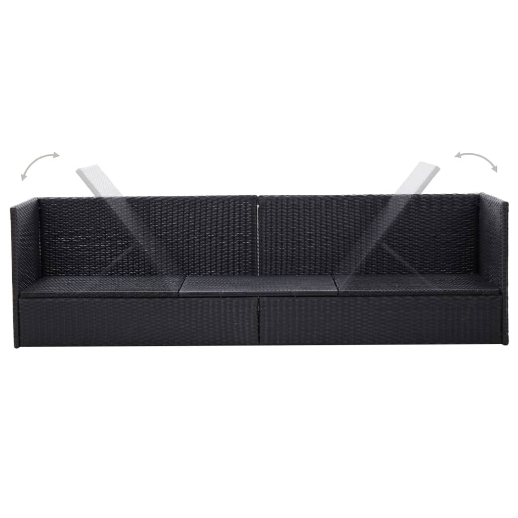 VidaXL Tuinbed met kussens poly rattan zwart