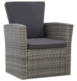 VidaXL 4-delige Loungeset met kussens poly rattan grijs