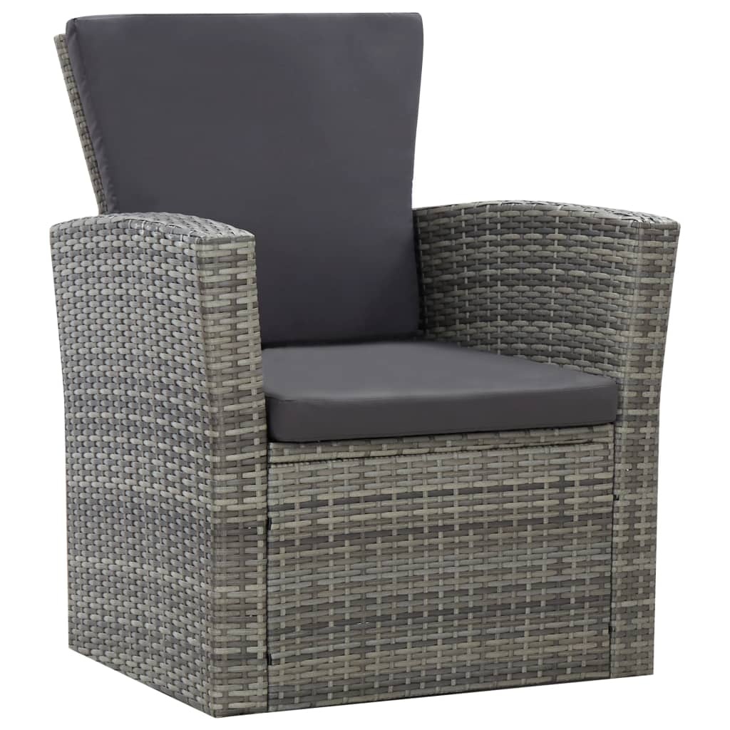 VidaXL 4-delige Loungeset met kussens poly rattan grijs