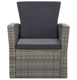 VidaXL 4-delige Loungeset met kussens poly rattan grijs