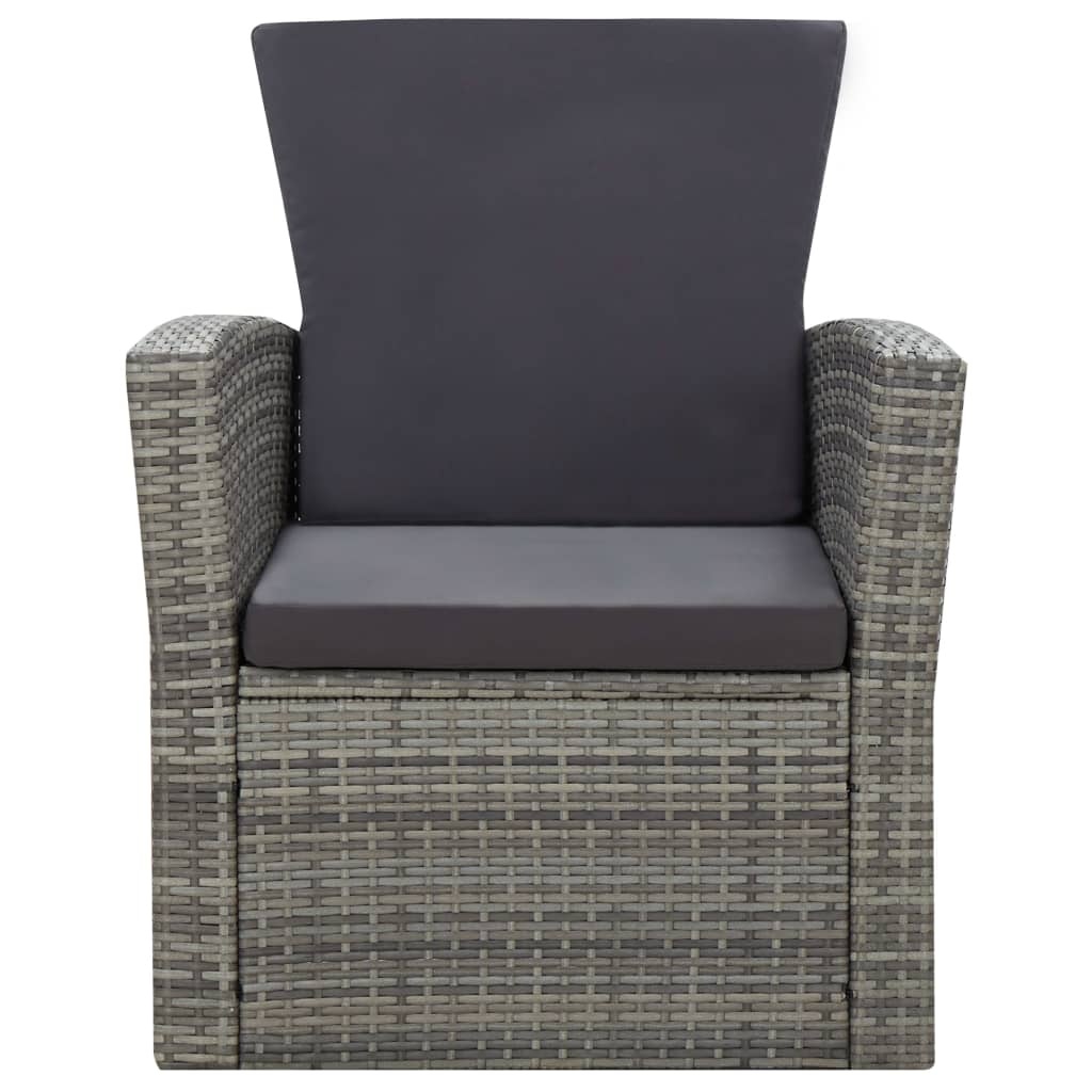 VidaXL 4-delige Loungeset met kussens poly rattan grijs