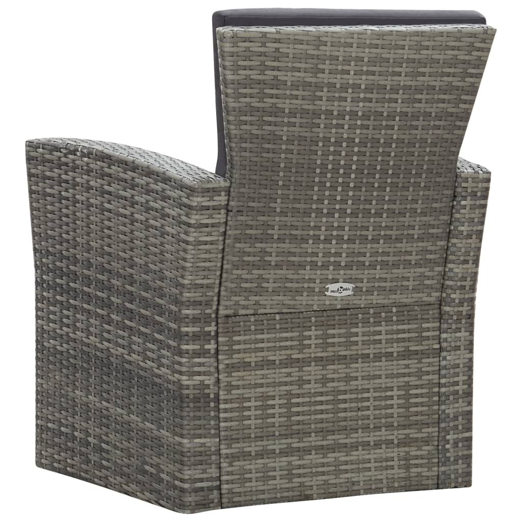 VidaXL 4-delige Loungeset met kussens poly rattan grijs