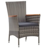 VidaXL 5-delige Tuinset met kussens poly rattan grijs