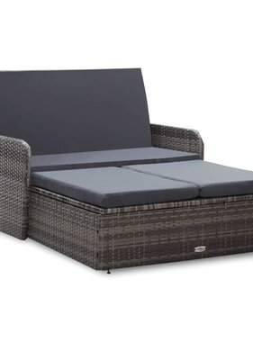 VidaXL 2-delige Loungeset met kussens poly rattan grijs