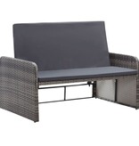 VidaXL 2-delige Loungeset met kussens poly rattan grijs