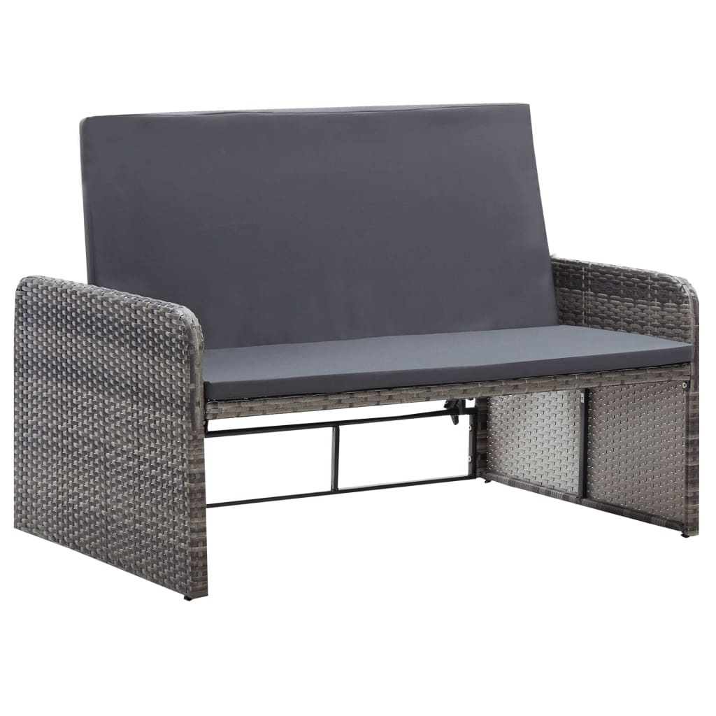 VidaXL 2-delige Loungeset met kussens poly rattan grijs