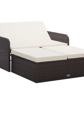 VidaXL 2-delige Loungeset met kussens poly rattan bruin