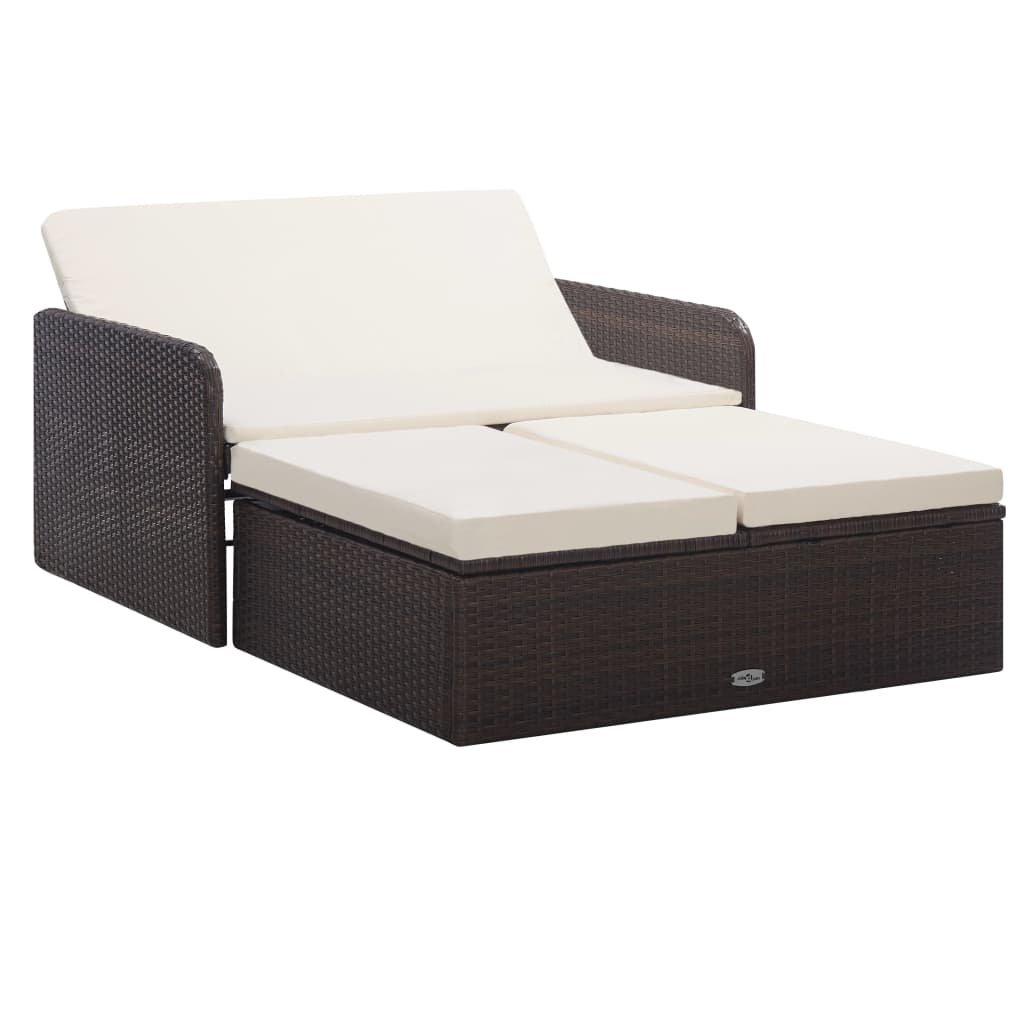 VidaXL 2-delige Loungeset met kussens poly rattan bruin