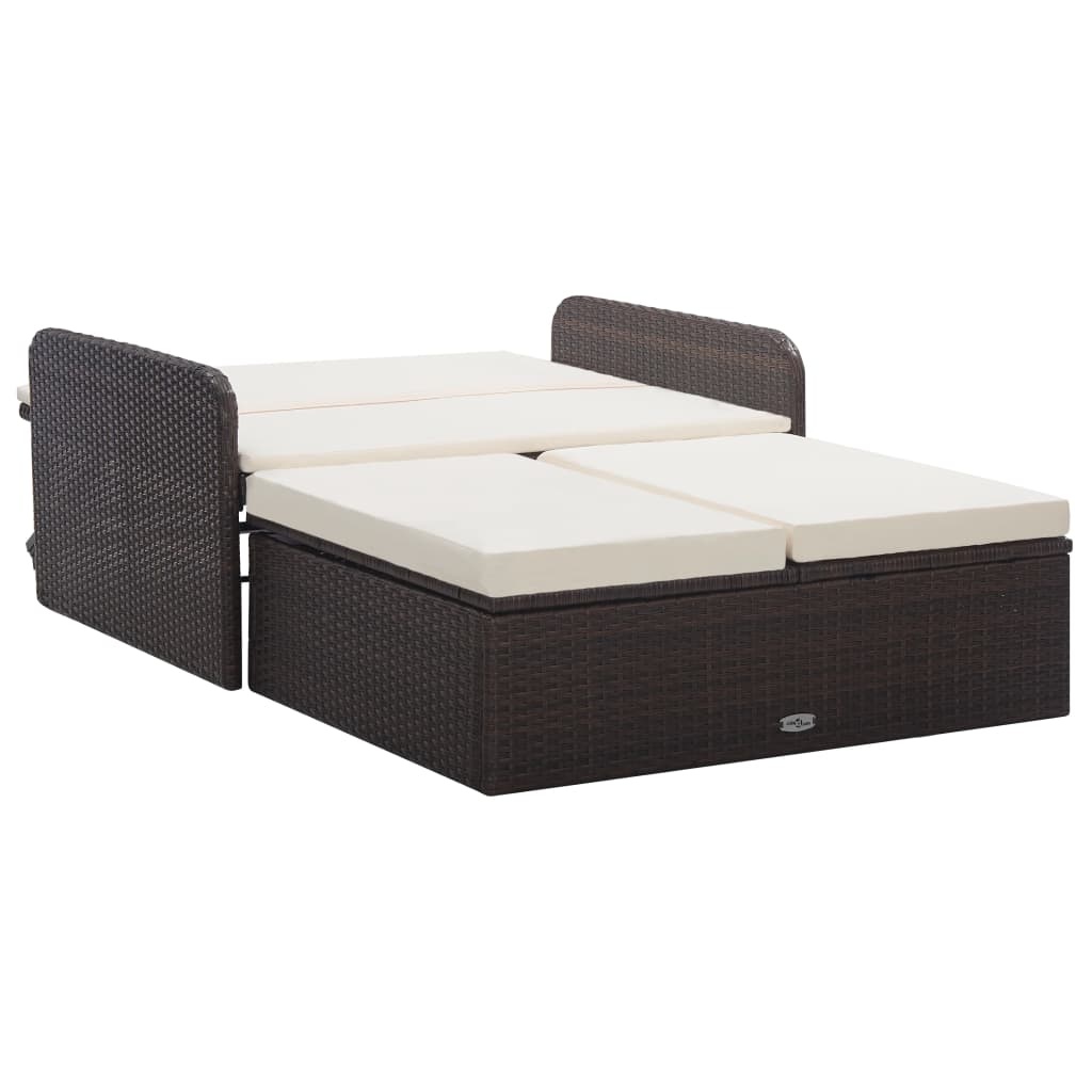 VidaXL 2-delige Loungeset met kussens poly rattan bruin