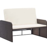 VidaXL 2-delige Loungeset met kussens poly rattan bruin