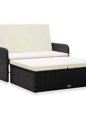 VidaXL 2-delige Loungeset met kussens poly rattan zwart