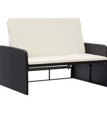 VidaXL 2-delige Loungeset met kussens poly rattan zwart