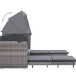 VidaXL Slaapbank met luifel 3-zits verlengbaar poly rattan grijs