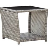 VidaXL Salontafel 45x45x40 cm poly rattan en glas grijs