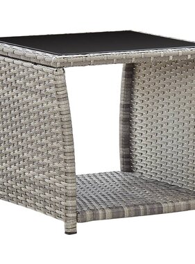 VidaXL Salontafel 45x45x40 cm poly rattan en glas grijs