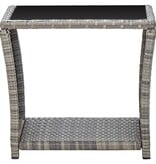 VidaXL Salontafel 45x45x40 cm poly rattan en glas grijs