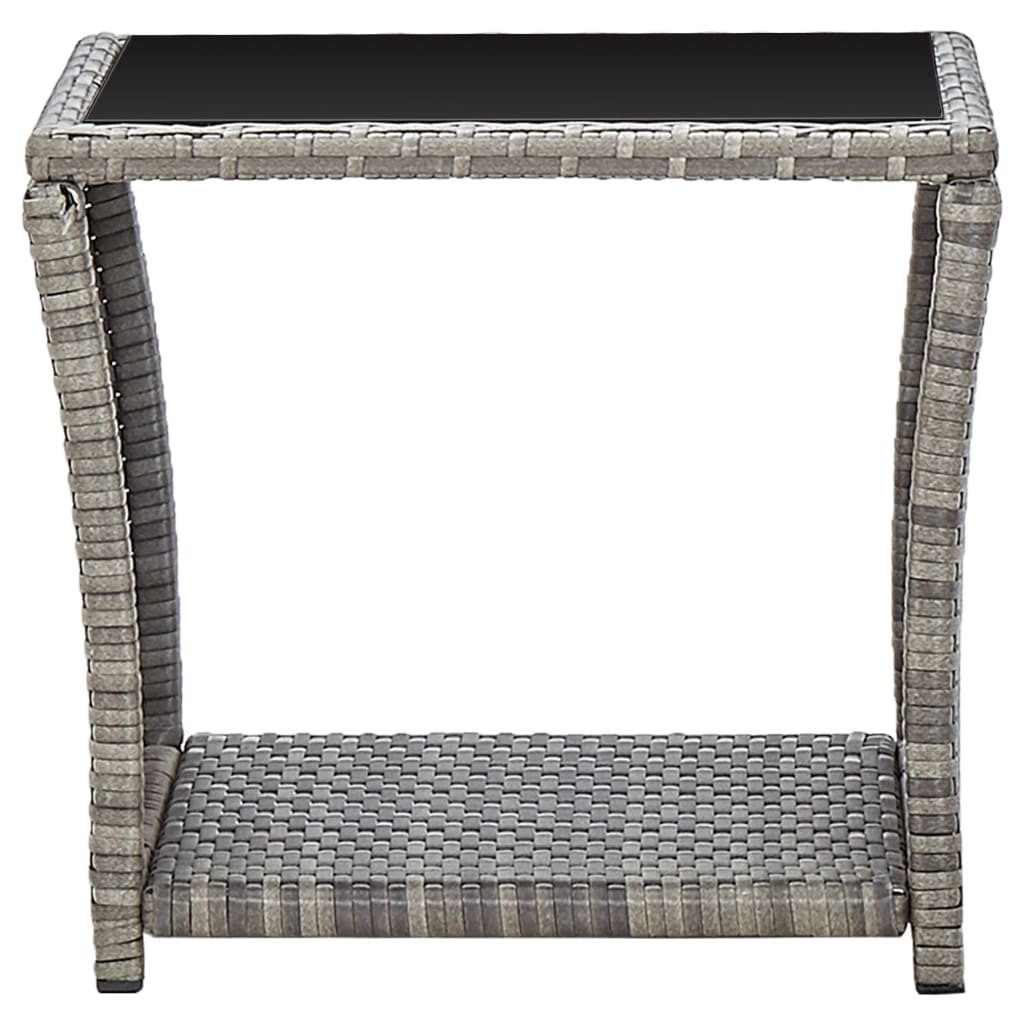 VidaXL Salontafel 45x45x40 cm poly rattan en glas grijs