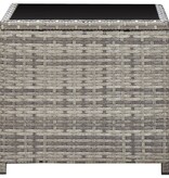 VidaXL Salontafel 45x45x40 cm poly rattan en glas grijs