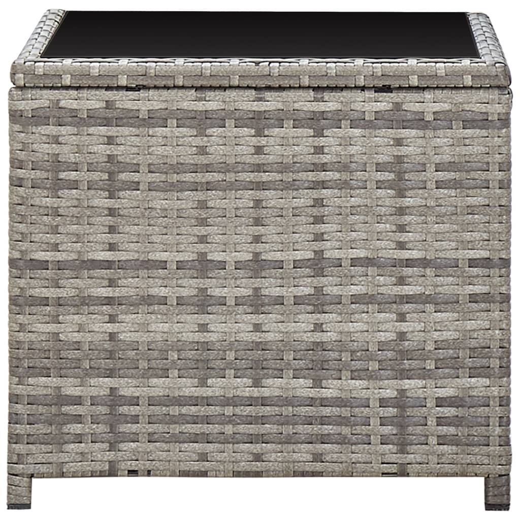 VidaXL Salontafel 45x45x40 cm poly rattan en glas grijs