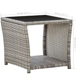 VidaXL Salontafel 45x45x40 cm poly rattan en glas grijs