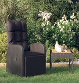 VidaXL Tuinstoel verstelbaar met kussen poly rattan zwart