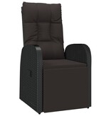 VidaXL Tuinstoel verstelbaar met kussen poly rattan zwart