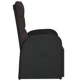 VidaXL Tuinstoel verstelbaar met kussen poly rattan zwart