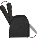 VidaXL Tuinstoel verstelbaar met kussen poly rattan zwart