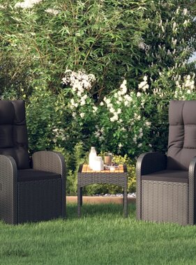 VidaXL Tuinstoelen 2 st verstelbaar met kussens poly rattan zwart