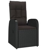 VidaXL Tuinstoelen 2 st verstelbaar met kussens poly rattan zwart