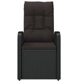 VidaXL Tuinstoelen 2 st verstelbaar met kussens poly rattan zwart