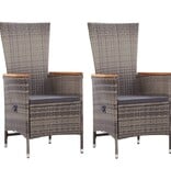 VidaXL Tuinstoelen 2 st met kussens poly rattan grijs