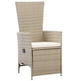 VidaXL Tuinstoelen 2 st verstelbaar met kussens poly rattan beige