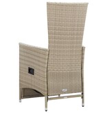 VidaXL Tuinstoelen 2 st verstelbaar met kussens poly rattan beige