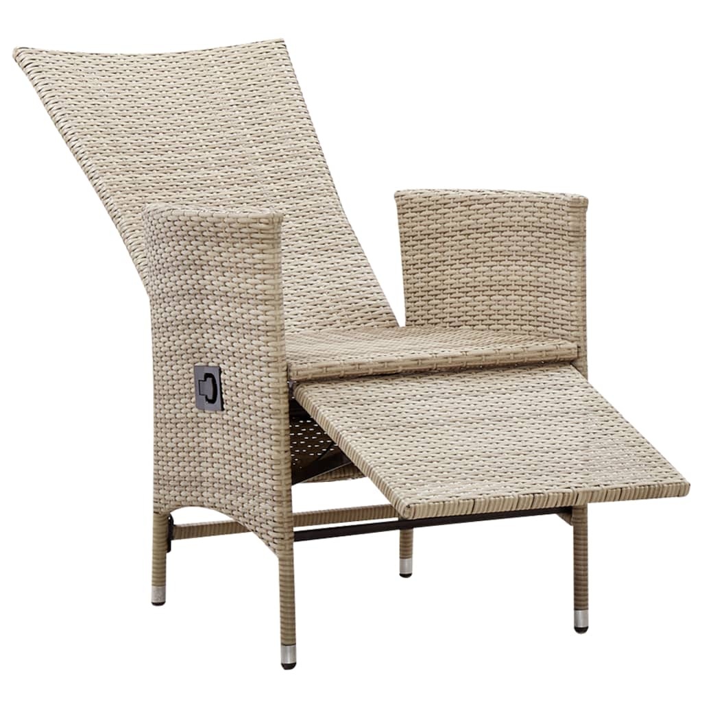 VidaXL Tuinstoelen 2 st verstelbaar met kussens poly rattan beige