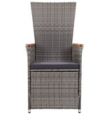VidaXL Tuinstoelen 2 st verstelbaar met kussens poly rattan grijs