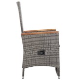 VidaXL Tuinstoelen 2 st verstelbaar met kussens poly rattan grijs