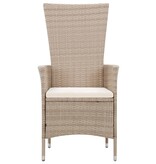 VidaXL 7-delige Tuinset met kussens poly rattan beige