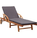 VidaXL Ligbed met kussen massief acaciahout