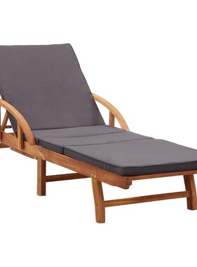 VidaXL Ligbed met kussen massief acaciahout