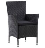 VidaXL 5-delige Tuinset met kussens poly rattan zwart